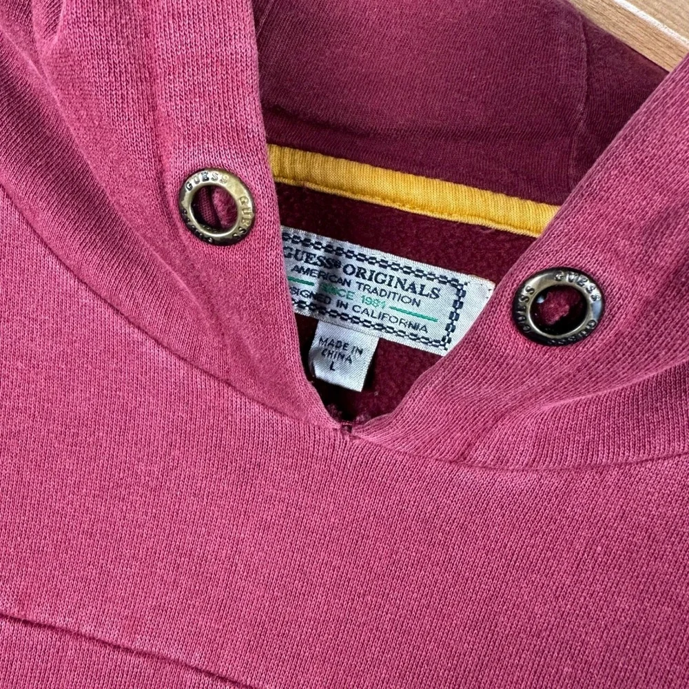 Guess Originals Colorblock Hoodie Burgundy Yellow Black Los Angeles Mens Large